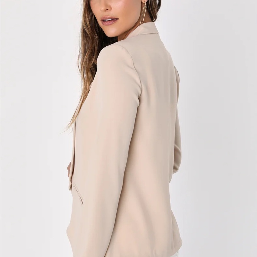 Lulu's Miss Punctuality Taupe Lightweight Blazer